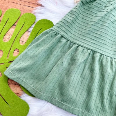 Vestido com Manga Flare e Babadinho - Verde